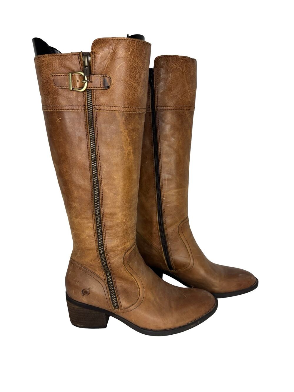 Born Fannar Brown Leather Knee High Riding Boots Size 6.5 - Picture 1 of 6